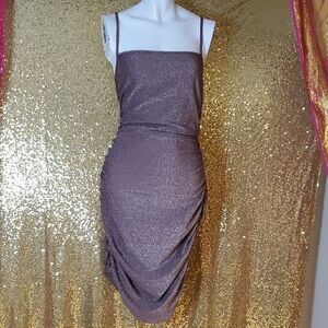 SHEIN Shimmery Mauve Ruched Midi Slip Dress